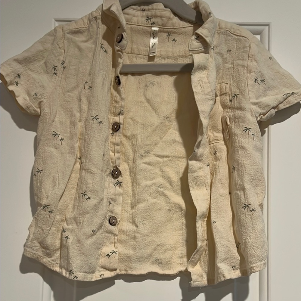 Rylee + Cru cream palm tree button up